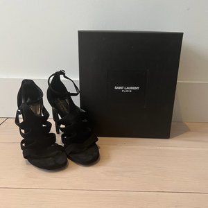 Saint Laurent Black Ankle Strap Sandles